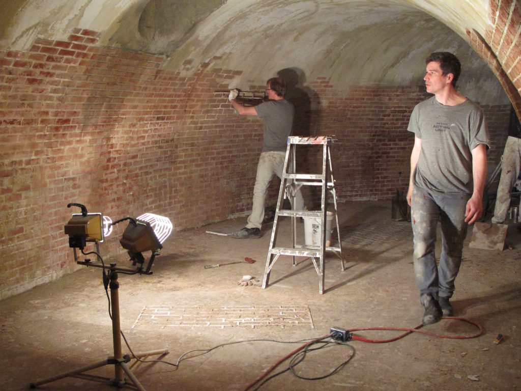 The sewer under construction